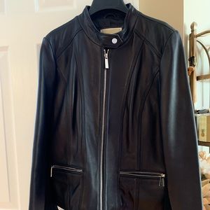 NWOT black leather Michael Kors jacket